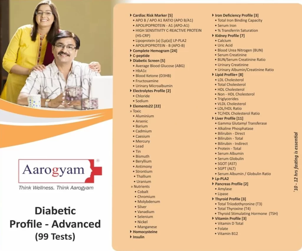 Diabetic Profile Advanced 20 Tests   20/ Only / Free Visit