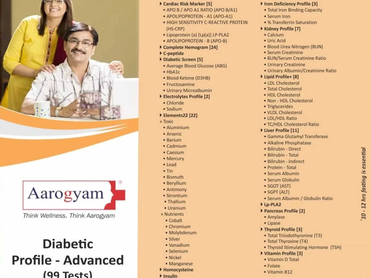 Diabetic Profile Advanced 20 Tests   20/ Only / Free Visit