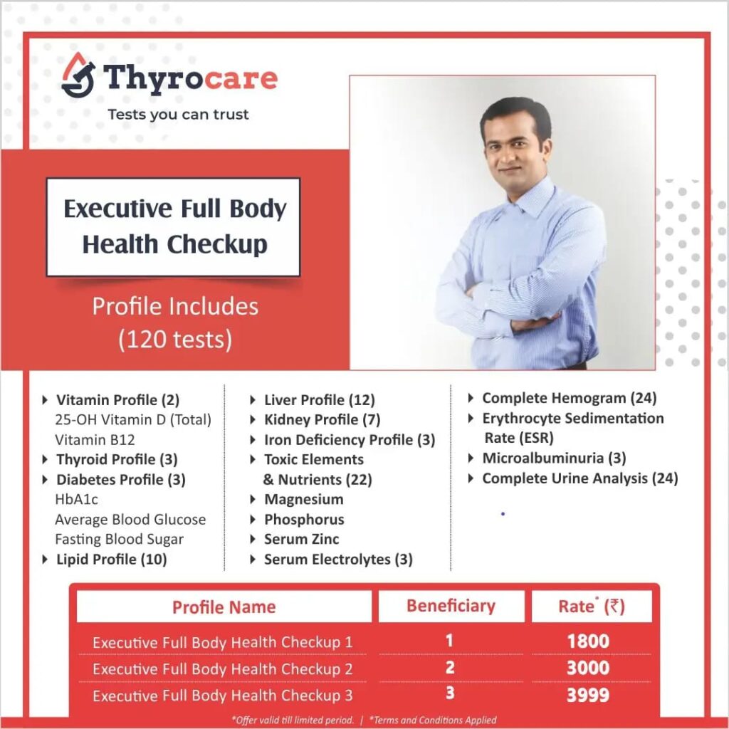 Executive Health Checkup (121 Test) @1699/- Only Free Visit